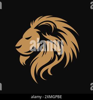 Modello logo testa leone. design di lusso. Illustrazione vettoriale Illustrazione Vettoriale