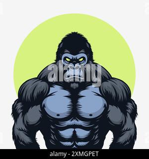Gorilla arrabbiato. Icona cartoni animati, logo. Illustrazione vettoriale EPS10 Illustrazione Vettoriale