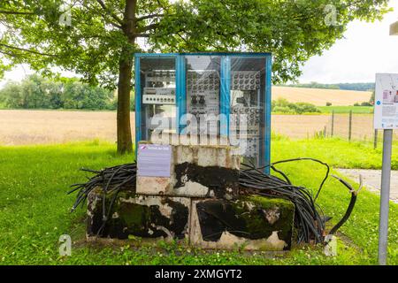 Grenzlandmuseum Das Grenzlandmuseum Eichsfeld ist ein historisches Museum bei Teistungen mit angeschlossener Bildungsstätte und Rundwanderweg auf der Ländergrenze zwischen Thüringen und Niedersachsen. Träger ist der gleichnamige Verein, der Grenzlandmuseum Eichsfeld e.V. die Gedenkstätte liegt am Europäischen Grünen Band. Duderstadt Niedersachsen Deutschland *** Museo Borderland l'Eichsfeld Borderland Museum è un museo storico vicino a Teistungen con un centro educativo adiacente e un sentiero escursionistico circolare al confine tra Turingia e bassa Sassonia gestito dall'associazione della stessa Foto Stock