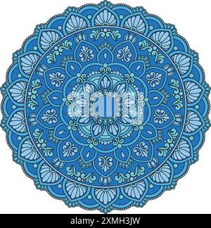 Design decorativo e colorato Mandala floreale. Illustrazione vettoriale ornamento. Illustrazione Vettoriale