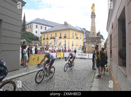 Sternberk, Repubblica Ceca. 28 luglio 2024. Arrivo della quarta tappa della gara ciclistica del Tour ceco da Sumperk a Sternberk il 28 luglio 2024, Sternberk, Repubblica Ceca. Crediti: Ludek Perina/CTK Photo/Alamy Live News Foto Stock