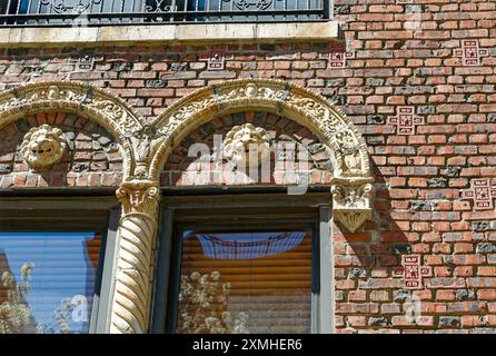 Dettaglio, 21 East 10th Street (The Wordsworth) nel Greenwich Village. Romanesque Revival, Sugarman & Berger, architetti. Foto Stock