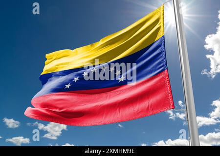 L'attuale bandiera a otto stelle del Venezuela è stata introdotta nel 2006. venezuela elecciones 2024 Edmundo Gonzalez Foto Stock