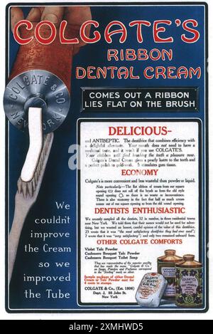 1909 annuncio Colgate's Ribbon Dental Cream Foto Stock