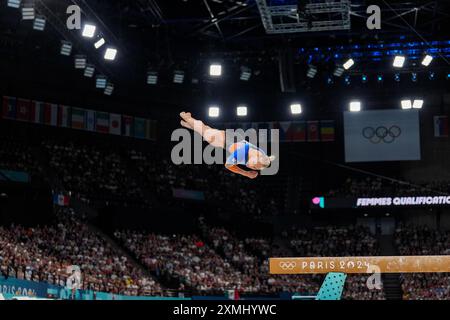 PARIGI, FRANCIA - LUGLIO 28: Sanne Wevers dei Paesi Bassi partecipa alle qualificazioni femminili durante la seconda giornata di ginnastica artistica - Giochi Olimpici Parigi 2024 alla Bercy Arena il 28 luglio 2024 a Parigi, Francia. (Foto di Rene Nijhuis/BSR Agency) Foto Stock