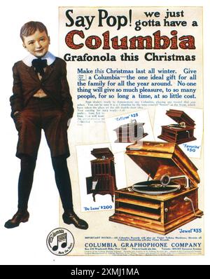 1913 annuncio Columbia Grafonola Phonograph - regalo per Natale Foto Stock