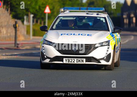 Veicoli di risposta alle emergenze che assistono a un incendio a Canal Mills nella zona Armley di Leeds, West Yorkshire, Regno Unito Foto Stock