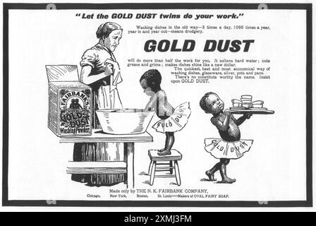 1902 annuncio Fairbank's Gold Dust Washing Powder Cleanser - Gold Dust Twins Foto Stock