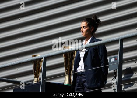 Stavelot, Belgio. 28 luglio 2024. Linda Boudabous, FIA F1 Master of Ceremonies & Special Operations Coordinator, durante il Gran Premio del Belgio di Formula 1 Rolex 2024, 14° round del Campionato del mondo di Formula 1 2024 dal 26 al 28 luglio 2024 sul circuito di Spa-Francorchamps, a Stavelot, Belgio - Photo Florent Gooden/DPPI Credit: media DPPI/Alamy Live News Foto Stock