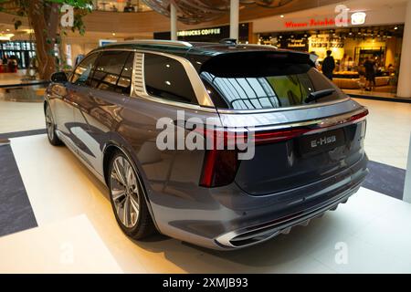 silver Hongqi e-HS9 SUV elettrico full-size di lusso, vista posteriore del marchio cinese Hongqi in Studio, trasporto a emissioni zero, innovazione per auto elettriche, p. Foto Stock