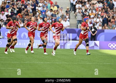 Japan Team Group, Stati Uniti vs Giappone, Rugby Sevens Women's Pool C allo Stade de France, durante i Giochi Olimpici di Parigi 2024, 28 luglio 2024, Parigi, Francia. Crediti: Enrico Calderoni/AFLO SPORT/Alamy Live News Foto Stock