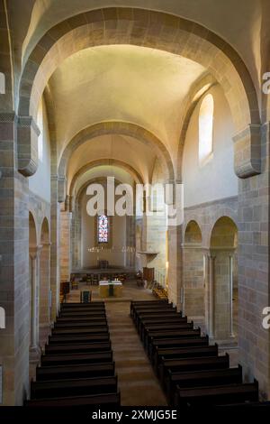 Lippoldsberg Das Kloster Lippoldsberg mit der Kirche St. Georg und Maria, ist ein ehemaliges Kloster der Benediktinerinnen, das den Ursprung des Ortes Lippoldsberg an der Weser im nördlichen Hessen bildete. Blick von der Nonnenempore nach Osten Lippoldsberg Assia Deutschland *** Lippoldsberg il Convento di Lippoldsberg con la Chiesa di San Giorgio e Maria è un ex convento benedettino che ha formato l'origine del villaggio di Lippoldsberg sul Weser nel nord dell'Assia Vista dalla galleria delle suore a est Lippoldsberg Assia Germania Kloster Lippoldsberg 00174 Foto Stock