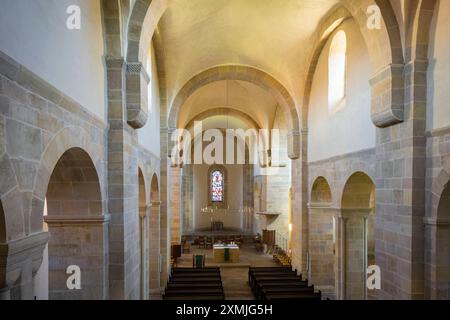 Lippoldsberg Das Kloster Lippoldsberg mit der Kirche St. Georg und Maria, ist ein ehemaliges Kloster der Benediktinerinnen, das den Ursprung des Ortes Lippoldsberg an der Weser im nördlichen Hessen bildete. Blick von der Nonnenempore nach Osten Lippoldsberg Assia Deutschland *** Lippoldsberg il Convento di Lippoldsberg con la Chiesa di San Giorgio e Maria è un ex convento benedettino che ha formato l'origine del villaggio di Lippoldsberg sul Weser nel nord dell'Assia Vista dalla galleria delle suore a est Lippoldsberg Assia Germania Kloster Lippoldsberg 00173 Foto Stock