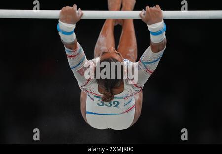 Parigi, Francia. 28 luglio 2024. Marine Boyer (Francia) gareggia durante i bar irregolari della Bercy Arena, Parigi, Francia. Crediti: Ulrik Pedersen/Alamy Foto Stock