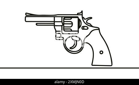 Disegno in linea continuo della pistola. Una linea che disegna la pistola. Illustrazione Vettoriale