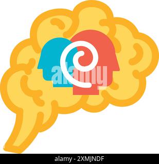 Attività cerebrale azione psicologia Illustrazione Vettoriale