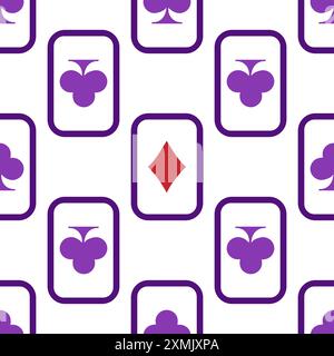 Carte da gioco in caduta viola motivo senza cuciture. Illustrazione Vettoriale