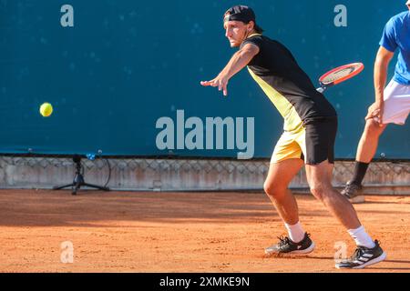 Federico Arnaboldi dall'Italia in azione durante gli internazionali di Verona - il torneo di tennis ATP Challenger 100 presso lo Sports Club Verona il 27 luglio 2024, Foto Stock