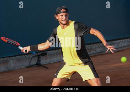 Federico Arnaboldi dall'Italia in azione durante gli internazionali di Verona - il torneo di tennis ATP Challenger 100 presso lo Sports Club Verona il 27 luglio 2024, Foto Stock