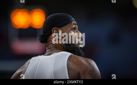 Parigi, Francia. 27 luglio 2024. LeBron James (USA) Paris 2024 Olympic Games Basketball Serbia - USA Olympische Spiele 27.07.2024 crediti: Moritz Muller/Alamy Live News Foto Stock