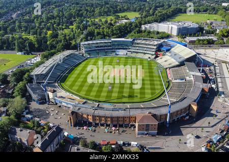 Edgbaston, Birmingham, Regno Unito. 28 luglio 2024. Vista aerea generale dell'Edgbaston Stadium, sede del Warwickshire County Cricket Club, dei Birmingham Bears e del Birmingham Phoenix. Crediti fotografici: Graham Hunt/Alamy Live News Foto Stock