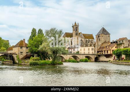 Fiume Loing, Moret-sur-Loing, Ile-de-France, Francia Foto Stock