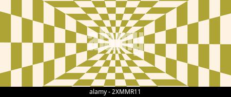 Scacchiera psichedelica trippy in stile trippy retrò alla moda. Estetica Y2K. Illustrazione vettoriale. Illustrazione Vettoriale