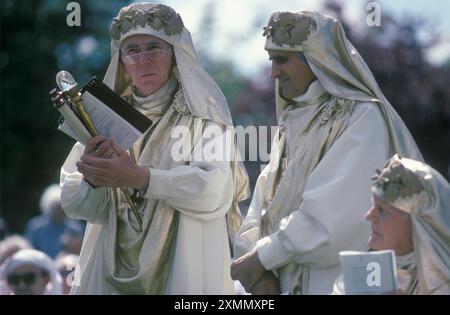 Gorsedd of Bards, il National Eisteddfod, druidi d'Arco con vesti d'oro, Una celebrazione e un festival della lingua gallese e del patrimonio culturale. Bala Wales 2011, 2010s UK HOMER SYKES Foto Stock