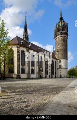 Chiesa di Santa o Chiesa del Castello, città Lutera Wittenberg, Sassonia Anhalt, Germania Foto Stock