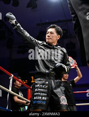 Tokyo, Giappone. 19 luglio 2024. Masahiro Suzuki entra sul ring prima dell'incontro dei pesi leggeri OPBF al Korakuen Hall di Tokyo, Giappone, 19 luglio 2024. Crediti: Hiroaki finito Yamaguchi/AFLO/Alamy Live News Foto Stock