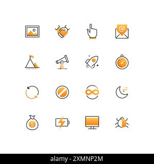 Business e startup - set di icone di stile di design della linea Illustrazione Vettoriale
