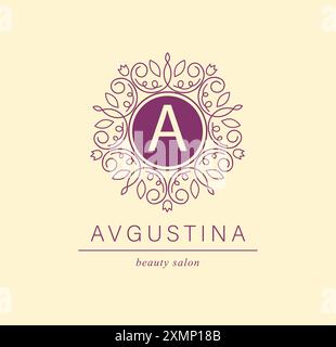 Monogramma di lettere . Con elementi vegetali organici. Progettazione vettoriale. Illustrazione Vettoriale