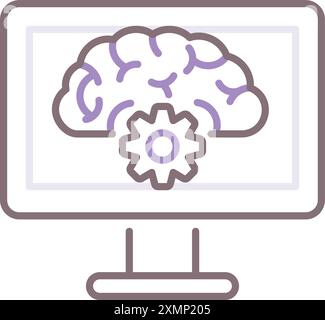 Icona del pensiero dell'INTELLIGENZA ARTIFICIALE Illustrazione Vettoriale