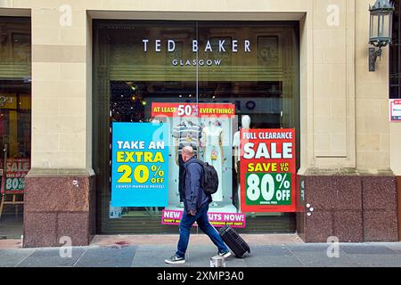 Glasgow, Scozia, Regno Unito. 29 luglio, 2024: Ted Baker chiude tra scarsi risultati finanziari e nessun acquirente viene a salvarli. Credit Gerard Ferry/Alamy Live News Foto Stock