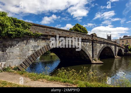 Ponte di Totnes sul fiume Dart nel Devon, Inghilterra Foto Stock