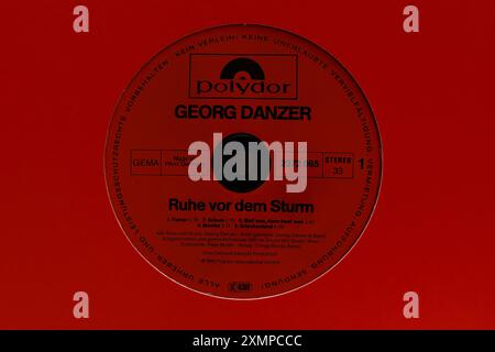 Etichetta discografica: Georg Danzer-Calm Before the Storm, Polydor, etichetta musicale tedesca, logo dal 1963 Foto Stock