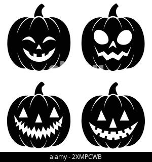 Illustrazione vettoriale dello scheletro dello scheletro della zucca di Halloween della strega del cranio fantasma Illustrazione Vettoriale