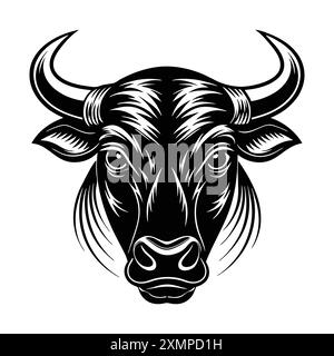 Logo della mascotte Bull head silhouette vettoriale Illustrazione Vettoriale