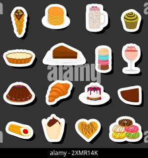 Illustrazione sul tema Fresh Sweet Tasty Collection composta da vari ingredienti, collezione di diversi cibi commestibili, collezione di design questo fresco Illustrazione Vettoriale