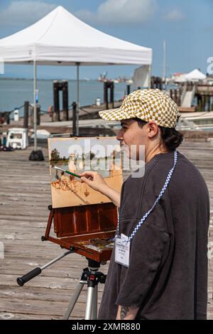 Artista che partecipa al Grand Prix of Art 2024 a Steveston, British Columbia Foto Stock