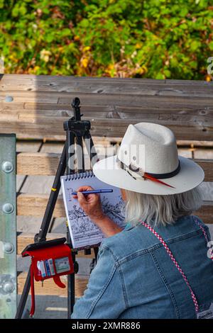 Artista che partecipa al Grand Prix of Art 2024 a Steveston, British Columbia Foto Stock