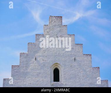 Primo piano di una parte superiore del Den Tilsandede Kirke a Skagen, Danimarca. Un famoso antico sepolto nella chiesa delle dune, in precedenza parzialmente coperto di sabbia. Foto Stock