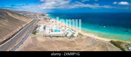 Vedute aeree di Butihondo e Jandia Beach, Fuerteventura, Isole Canarie, Spagna Foto Stock