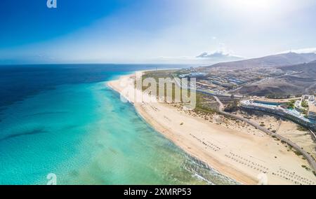 Vedute aeree di Butihondo e Jandia Beach, Fuerteventura, Isole Canarie, Spagna Foto Stock