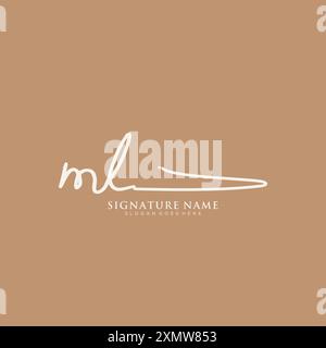 Modello di logo della firma ML Illustrazione Vettoriale