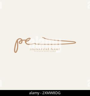 Modello logo PE Signature Illustrazione Vettoriale