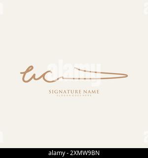 Modello del logo della firma UC Illustrazione Vettoriale