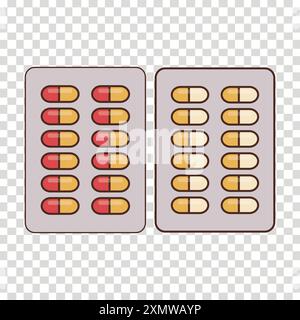 Illustrazione di capsule compresse confezionate in blister Illustrazione Vettoriale