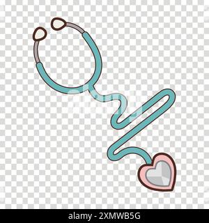stetoscopio rosa love heart Illustrazione Vettoriale