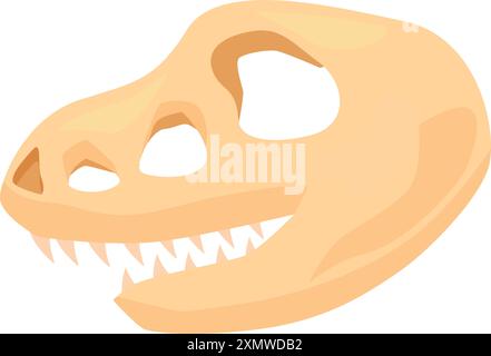 Vista laterale del cranio di tyrannosaurus rex con denti affilati e prese per gli occhi Illustrazione Vettoriale